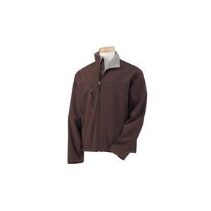 Devon & Jones brown soft shell jacket sz med zip pockets fleece lined corporate